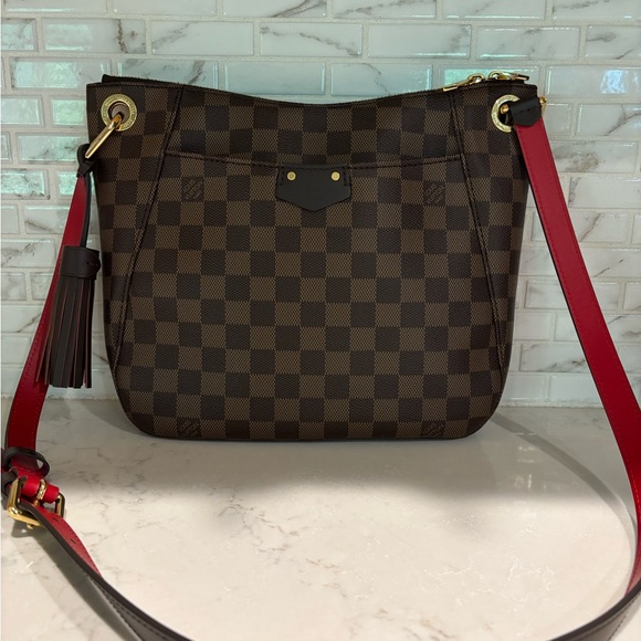 Louis Vuitton South Bank Besace Crossbody Bag with Red Strap - Picture 1 of 10
